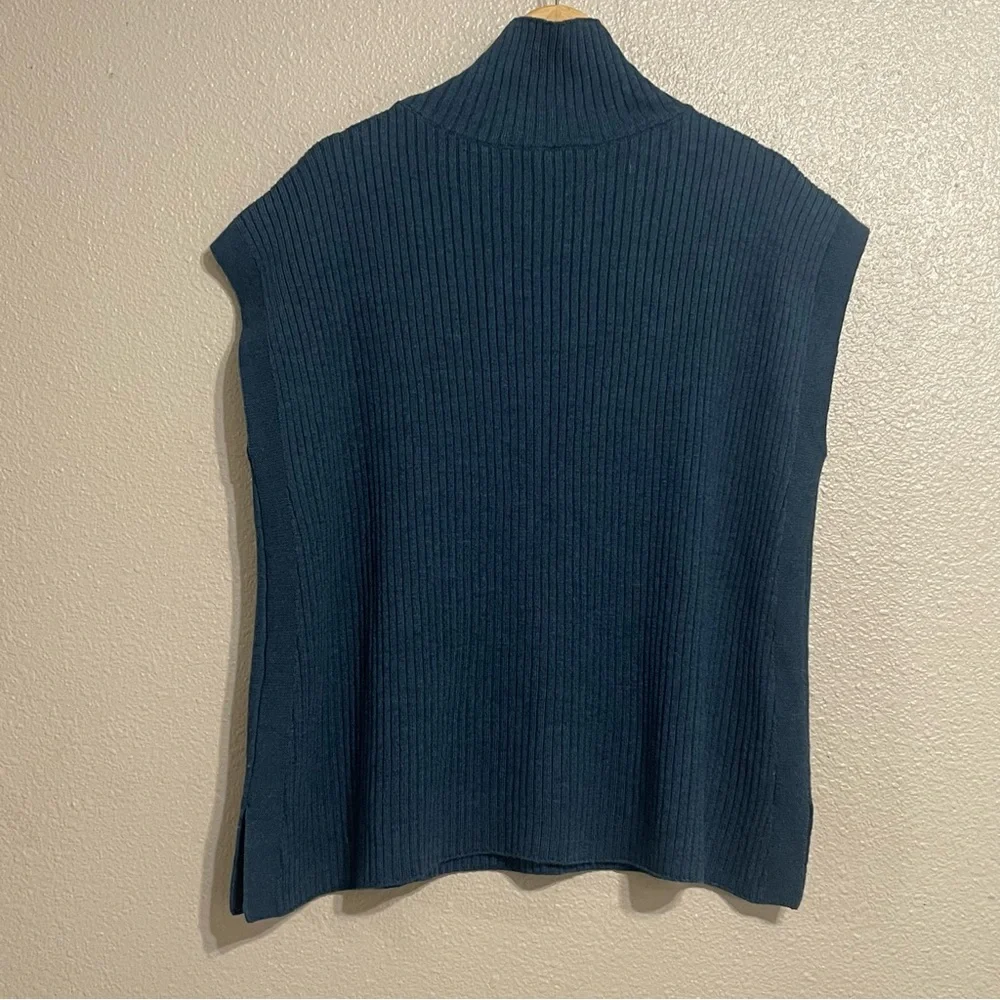 EILEEN FISHER Ribbed Turtleneck‎ Wool Tank In Alpine L - Picture 4 of 16
